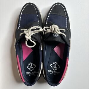 Sperry Original 2 EYE Bionic Boat Shoe Navy/Pink/Green Women's US Size 7.5 GUC